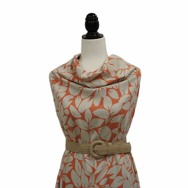 Palma Print w/ Natural Leaves - Coral