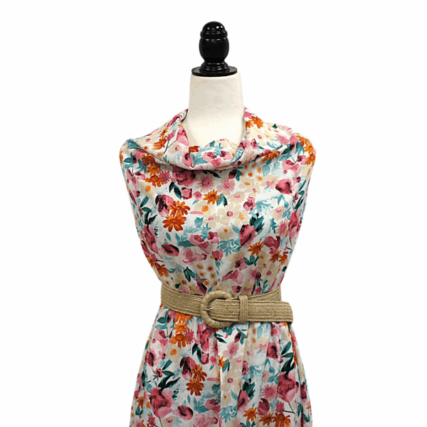 Rayon - Ivory Pink/Peach/Teal